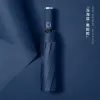 Hengdun fully automatic ten-bone reinforced folding umbrella, black rubber coating UV protection sun umbrella, one-button opening and closing three-fold umbrella, portable shuttle bus for both men and women, supports custom LOGO advertising umbrella Item Picture